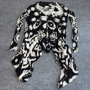 AllSaints Spitalfields Top Women's 10 Oversized Draped Grunge Black White